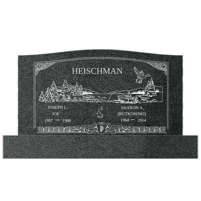 HEISCHMAN family memorial with lake and birds scene