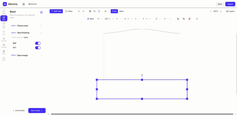 Base panel step 4 — adjust base margin for the selected base.